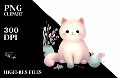 Pastel Cat Christmas Scene PNG Product Image 3