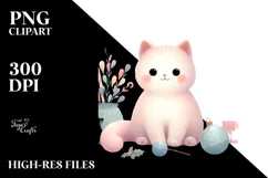 Pastel Cat Christmas Scene PNG Product Image 2