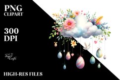 Easter Hanging Cloud with Colorful Eggs PNG Product Image 2