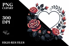 Retro Heart with Roses PNG Product Image 2