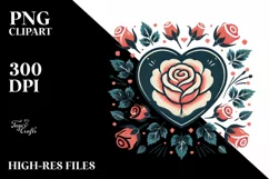 Retrto Roses Heart PNG Product Image 2