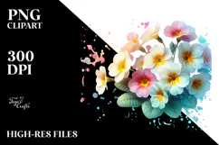 Primrose with Watercolor Splash, High-Quality PNG Product Image 2