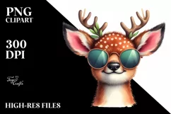 Detailed Deer Portrait Watercolor Clipart Product Image 1