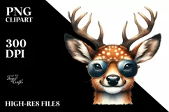 Detailed Deer Portrait Watercolor Clipart Product Image 3