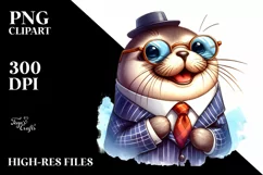 Vibrant Seal Portrait Watercolor Clipart Product Image 1