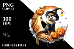 Spooky Otter on Half Moon Halloween Clipart Product Image 2