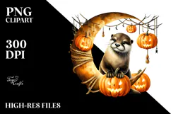 Otter with Jacko Landerns Watercolor PNG Product Image 2