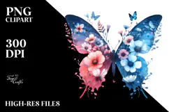 Watercolor Painting with Butterfly Silhouettes Product Image 2