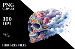 Half Skull Flowers PNG Product Image 2