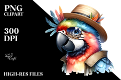 Cute Baby Macaw with Hat and Sunglasses PNG Product Image 2
