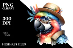 Cute Baby Macaw with Hat and Sunglasses PNG Product Image 2