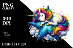 Artistic Baby Unicorn on Star PNG Product Image 1