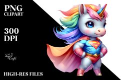 Baby Unicorn Posing as Hero PNG Product Image 3