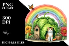 Cat House and Colorful Flowers | Sublimation | Clipart Product Image 3
