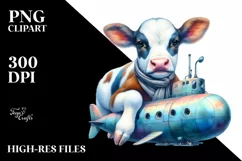 Baby Cow with Submarine PNG Product Image 1