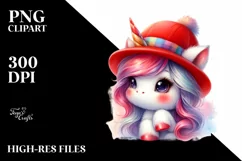 Cute Baby Unicorn Red Hat | Sublimation | Clipart Product Image 3