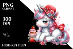 Cute Baby Unicorn Red Hat | Sublimation | Clipart Product Image 1
