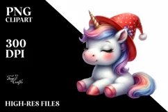 Cute Baby Unicorn Red Hat | Sublimation | Clipart Product Image 3