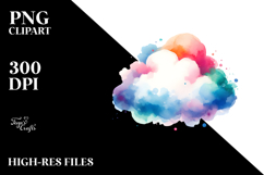 Colorful Watercolor Cloud PNG Product Image 2
