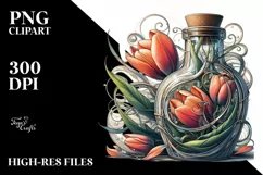 Abstract Bottle Large Tulip Watercolor Clipart Product Image 1