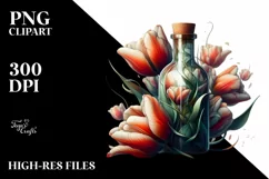 Abstract Bottle Large Tulip Watercolor Clipart Product Image 3