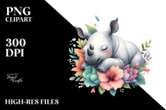Sleeping Baby Rhino Illustration Product Image 3