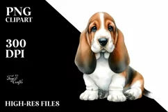Watercolor Basset Hound PNG Product Image 1
