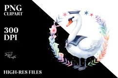 Swan in Sailor Suit PNG Product Image 2