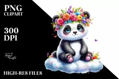 Panda Sitting on Cloud, High-Quality PNG Product Image 3