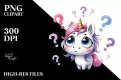 Simple Funny Expressive Unicorn Watercolor PNG Product Image 1