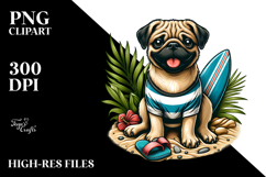 Watercolor Pug on Beach | Clipart Product Image 2