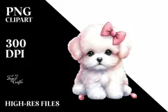 Watercolor Pastel Bichon Frise PNG Product Image 1