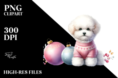 Watercolor Pastel Bichon Frise PNG Product Image 2