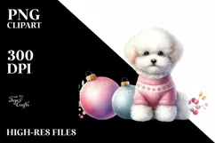 Watercolor Pastel Bichon Frise PNG Product Image 1