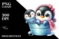 Cute Colorful Penguin Bucket | Sublimation | Clipart Product Image 3