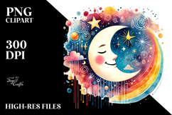 Colorful Smiling Moon PNG Product Image 2