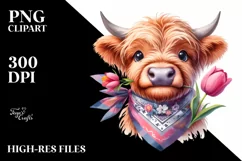Highland Cow Bandana with Big Eyes Product Image 1