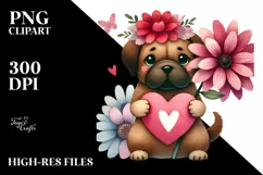 Cute Simple Flower Bullmastiff PNG Product Image 2