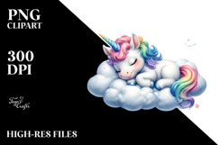 Colorful Baby Unicorn Napping PNG Product Image 2