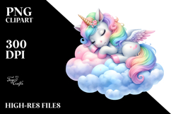 Baby Unicorn Napping on Cloud PNG Product Image 2