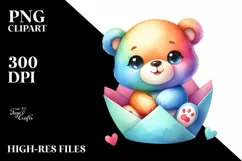Colorful Baby Bear Sitting in Pocket | Clipart Product Image 1