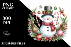 Snowman with Christmas Ornaments PNG Product Image 1