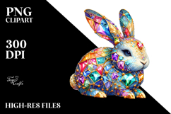 Colorful Bunny Made of Diamonds PNG Product Image 2