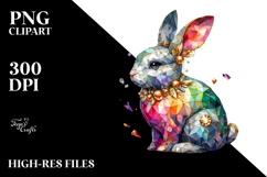 Colorful Bunny Made of Diamonds PNG Product Image 2