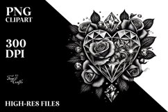 Tattoo Style Diamond Heart PNG Product Image 2