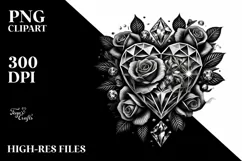 Tattoo Style Diamond Heart PNG Product Image 2