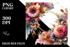 Vibrant Gold Foil Gerbera Frame | Clipart Product Image 2
