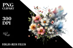 Grungy Flower with Spring Flowers PNG Product Image 2