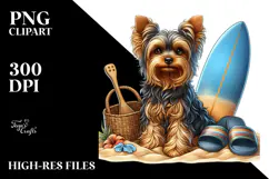 Watercolor Yorkshire Terrier on Beach | Clipart Product Image 2