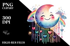 Smiling Moon with Hearts, PNG Product Image 2